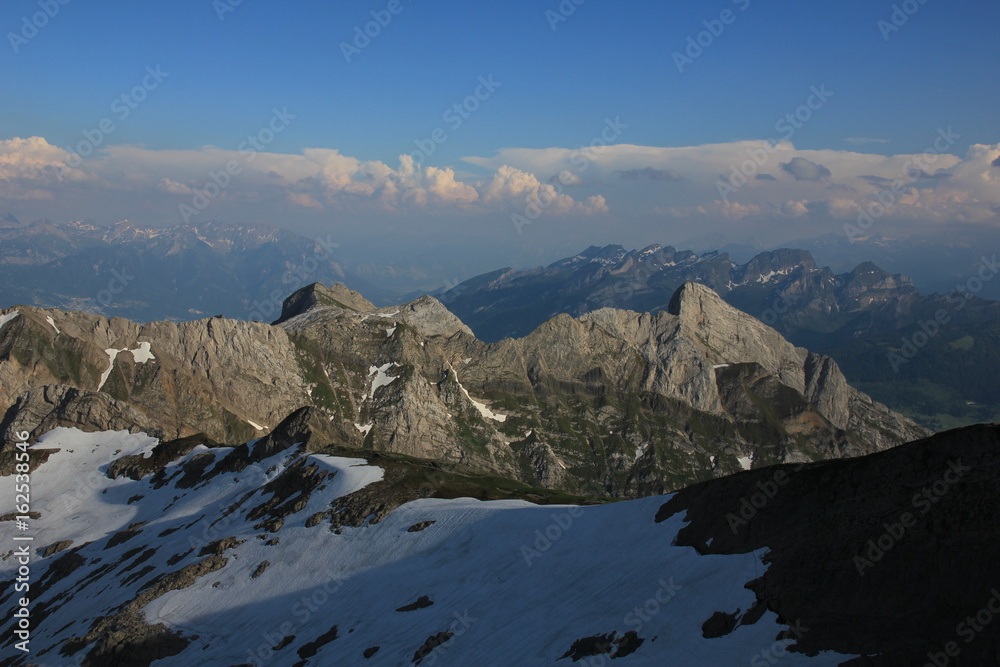 Lisengrat, Wildhuser Schofberg and Drei Schwestern, view from Mount Santis. Switzerland.
