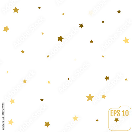 Star pattern. white  background  gold  gift wrap. Vector illustration.