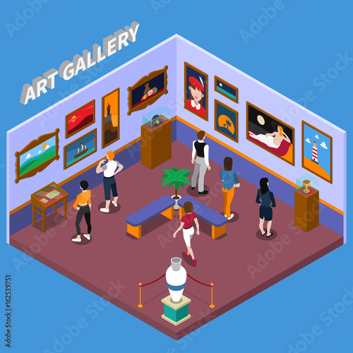 Art Gallery Isometric Illustration