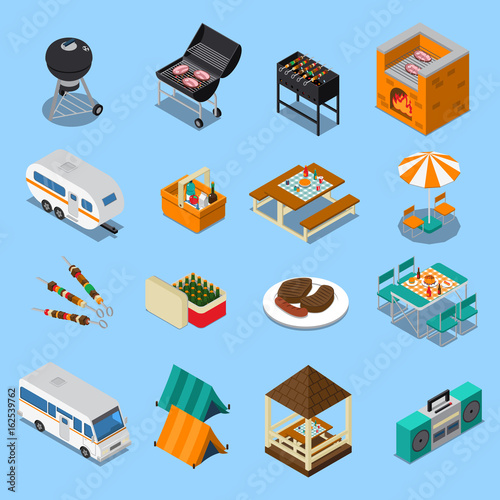 BBQ Picnic Isometric Set