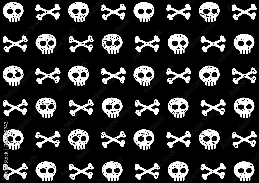 A cute pirate skulls and bones pattern. Jolly Roger. A cute pirate skulls and bones pattern. Jolly Roger.