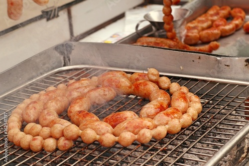 Grilled sausages at the market