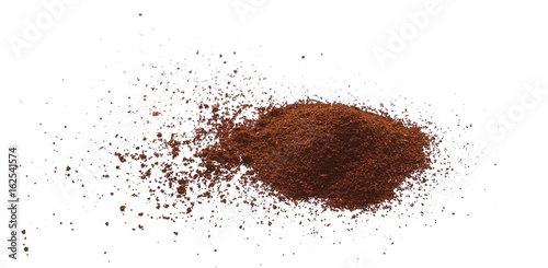 Pile of powdered, instant coffee isolated on white background