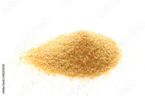 pile brown sugar isolated on white background, sugarcane