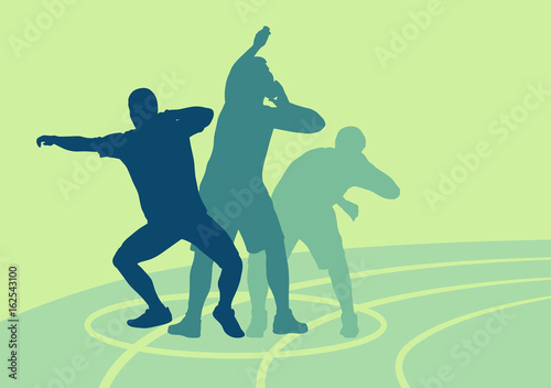 Shot put athlete track and field athletics vector background concept abstract background with man in motion different