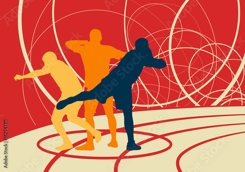 Shot put athlete track and field athletics vector background concept abstract background with man in motion different