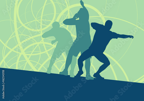 Shot put athlete track and field athletics vector background concept abstract background with man in motion different