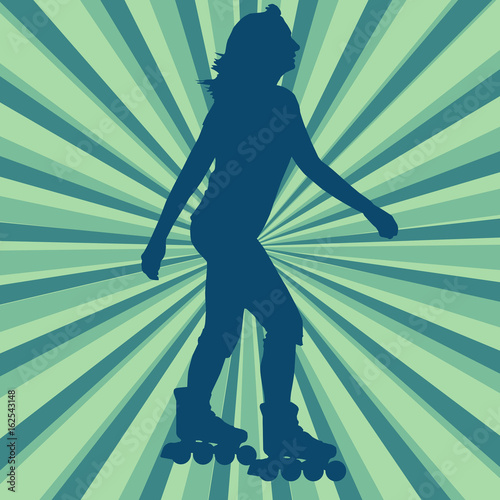 Woman inline skating vector abstract