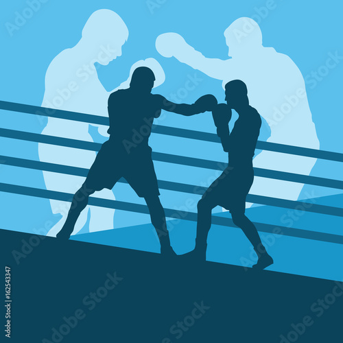 Boxer man fight in boxing ring vector background