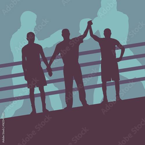Boxer man fight in boxing ring vector background