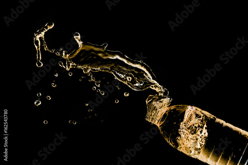 Water splash from a plastic bottle