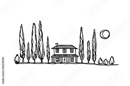 Tuscany landscape illustration
