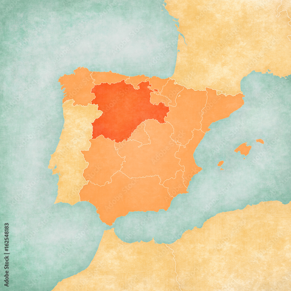 Map of Iberian Peninsula - Castile and Leon