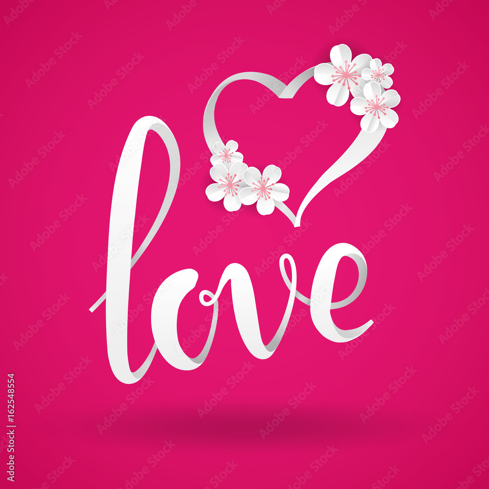 Love pink paper flower letter heart