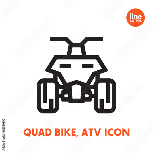 quad bike icon, all terrain vehicle ATV, quadricycle on white, linear style