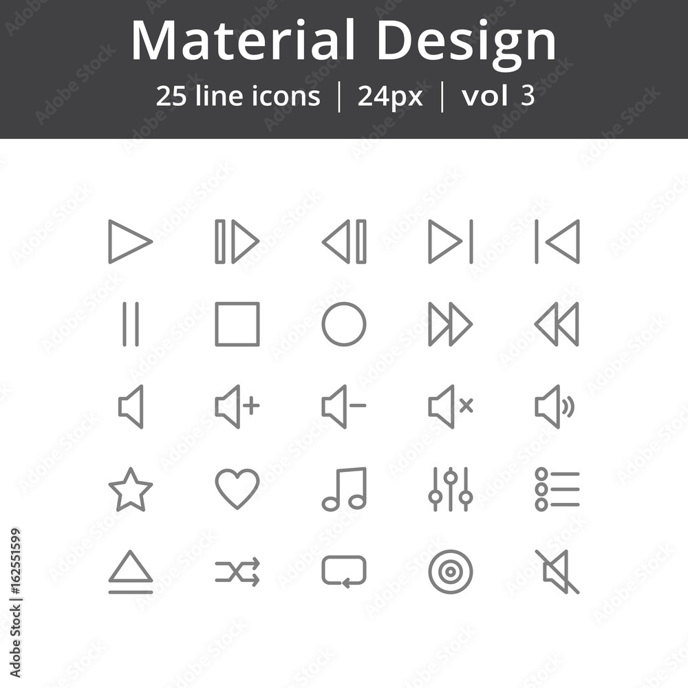 Material Design Play Line Icons Material Design Play Line Icons