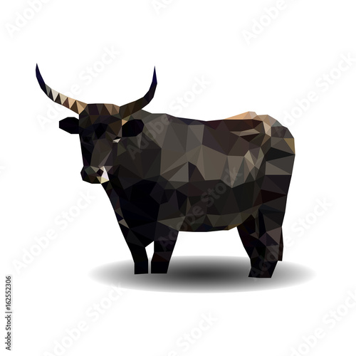 Vector image of an bull poligon on a white background