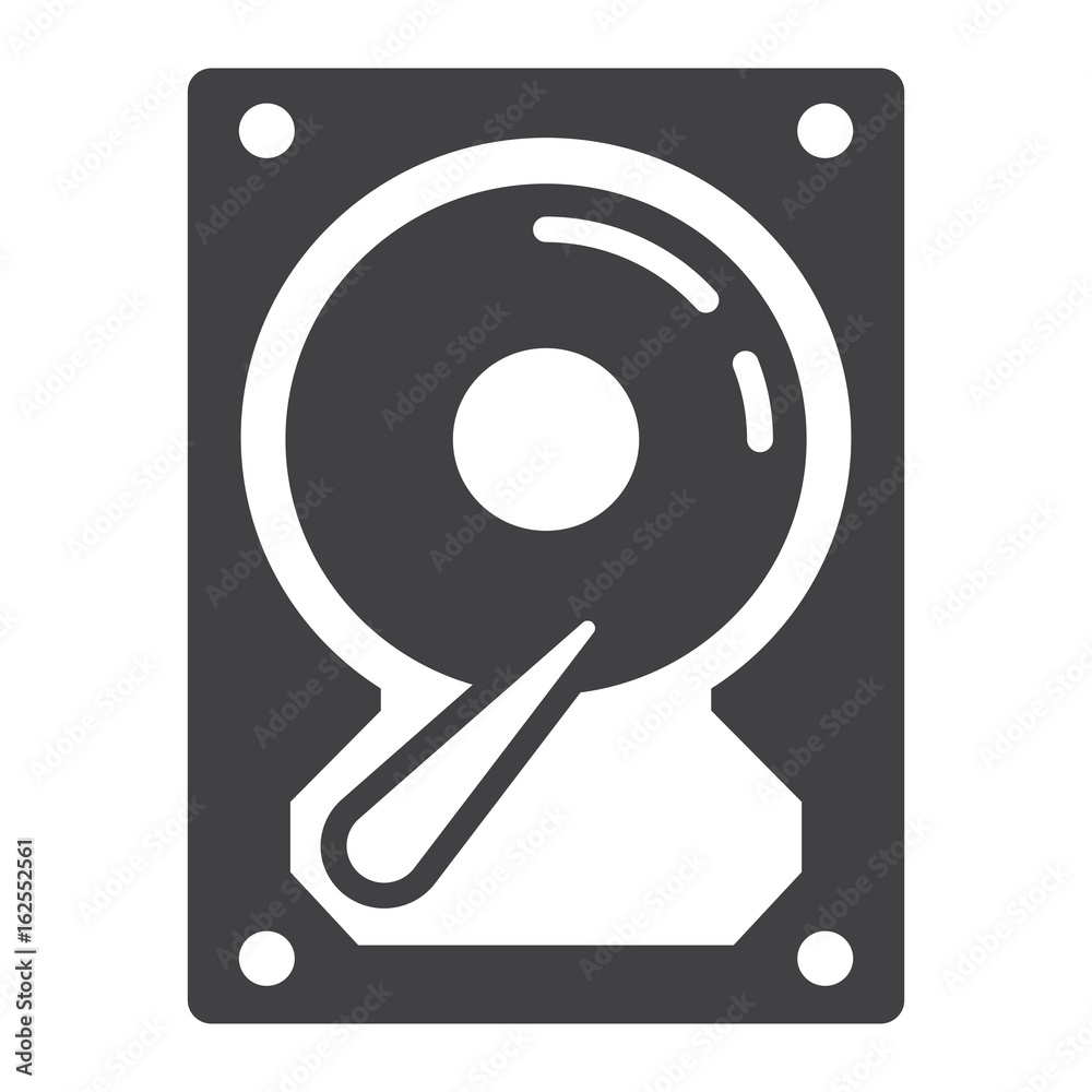 Hard disk solid icon, hardware and hdd, vector graphics, a glyph pattern on a white background, eps 10. Hard disk solid icon, hardware and hdd, vector graphics, a glyph pattern on a white background, eps 10.