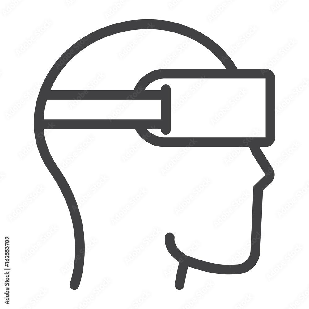 Virtual reality glasses line icon, game and electronic, vector graphics, a linear pattern on a white background, eps 10. Virtual reality glasses line icon, game and electronic, vector graphics, a linear pattern on a white background, eps 10.