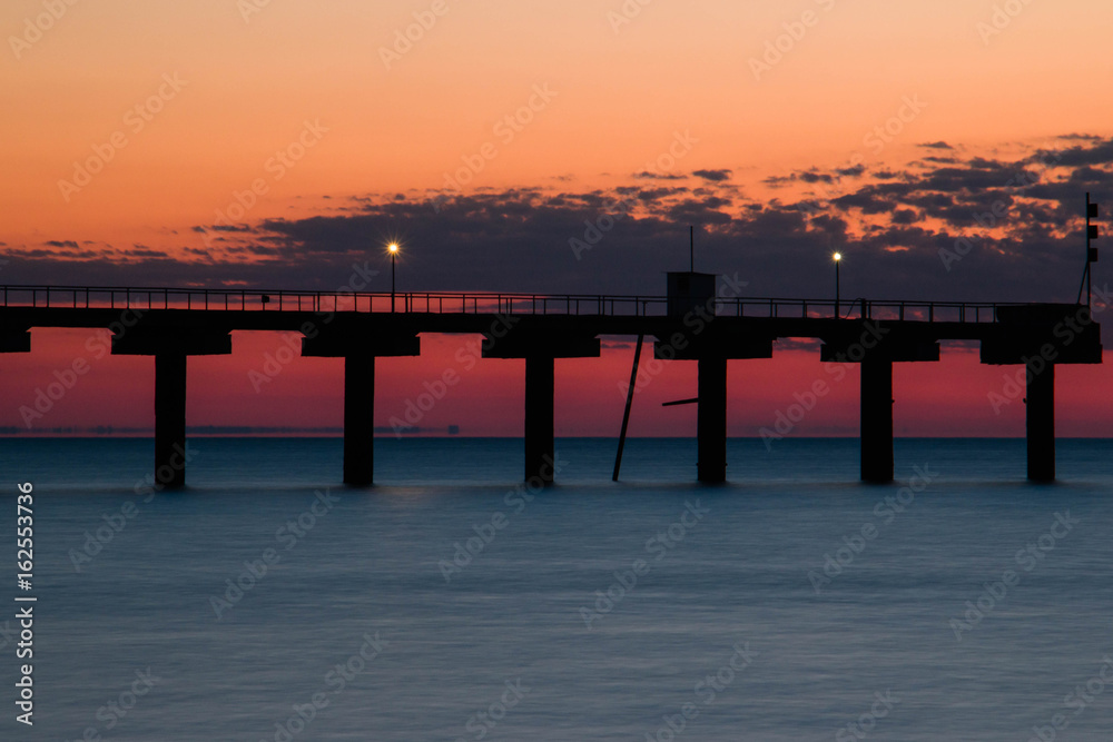 Bridge and Sunrise. Beautiful color of nature.