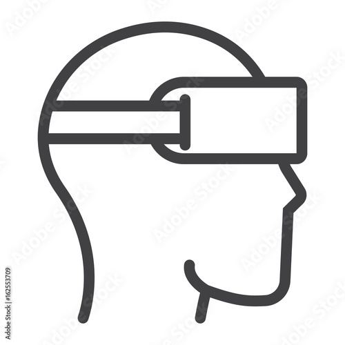 Virtual reality glasses line icon, game and electronic, vector graphics, a linear pattern on a white background, eps 10.