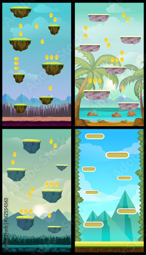 Game background, vertical tileable wallpaper for level game .vector illustration for your design