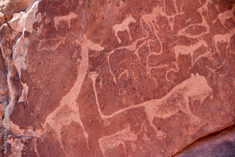 Fototapeta premium Rock paintings in Twyfelfontein, Namibia