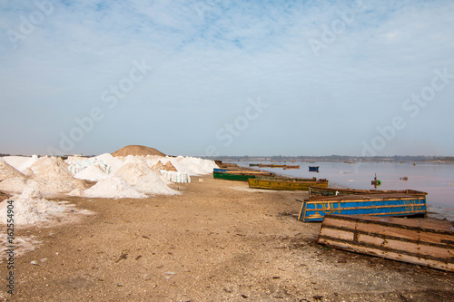 Lake Retba or Lac Rose (meaning Pink Lake) in Senegal photo