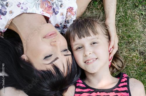 Mother and daughter in the park