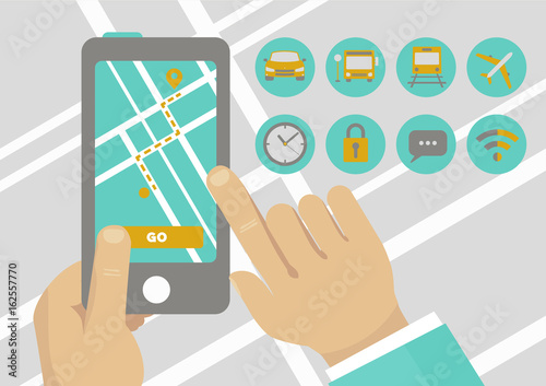 Navigation direction mobile application concept illustration