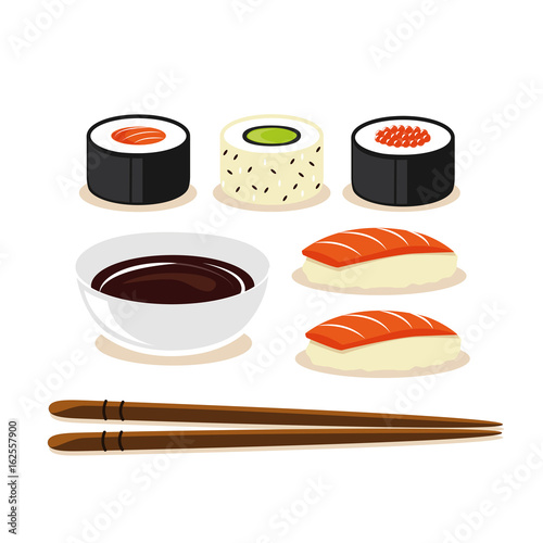 sushi nigiri 5er set mit soja