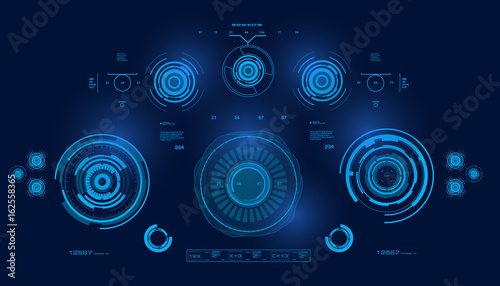 Futuristic virtual graphic touch user interface, HUD