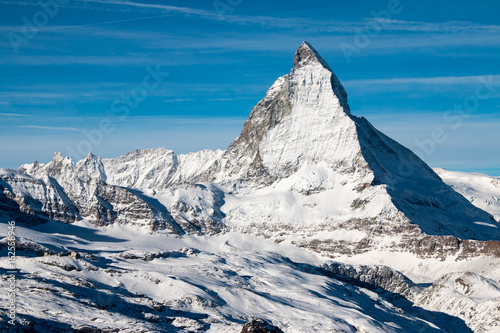 Matterhorn and Zermatt in the Swiss Alps during winter, Switzerland photo