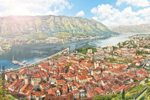 kotor bay with beautiful red tiled roofs