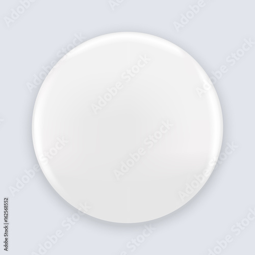 White blank pin button badge isolated on background. Realistic vector illustration mockup.