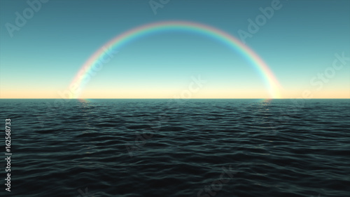Computer generated sea surface with a rainbow