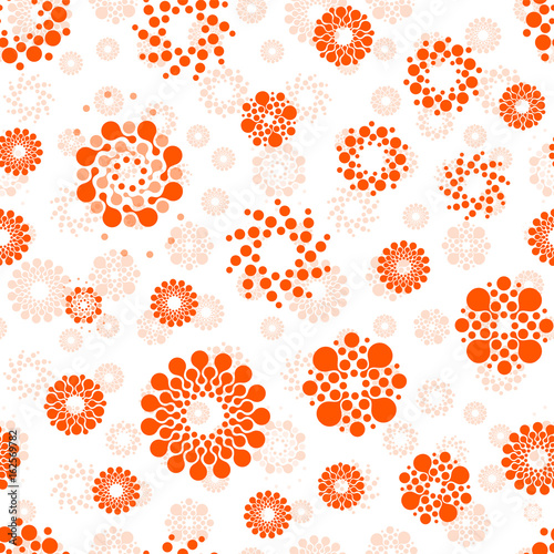 Abstract suns seamless circles design pattern unusual. Vector isolated repeatable round shapes background. Universe futuristic metaball dots wallpaper.