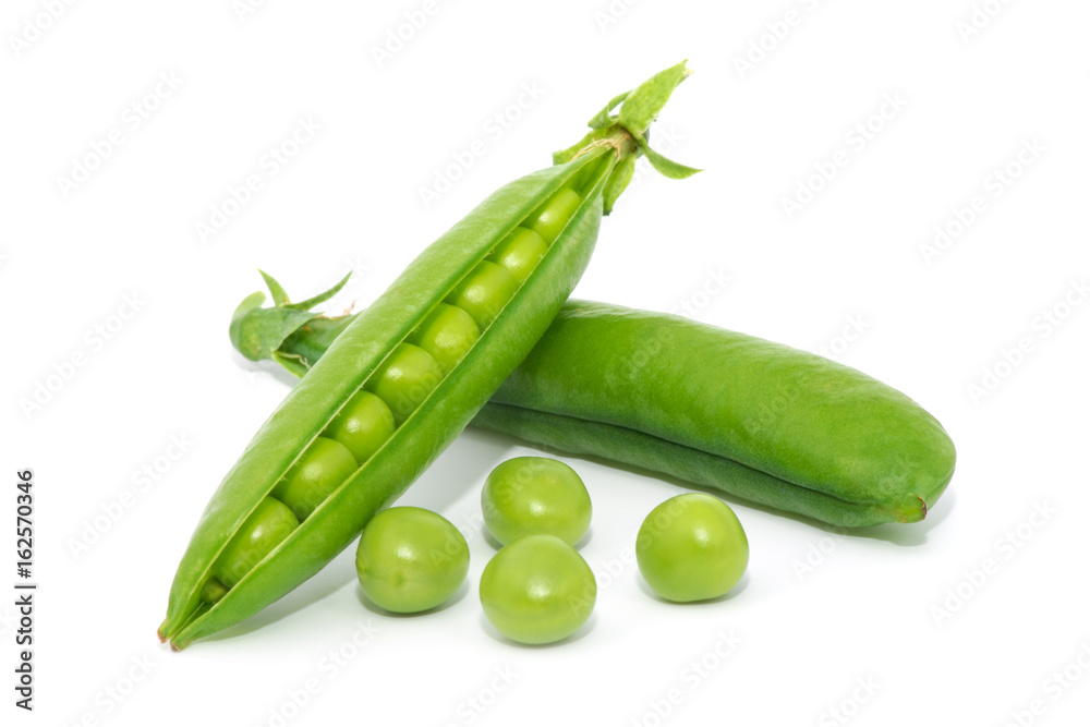 fresh green peas isolated on a white background fresh green peas isolated on a white background