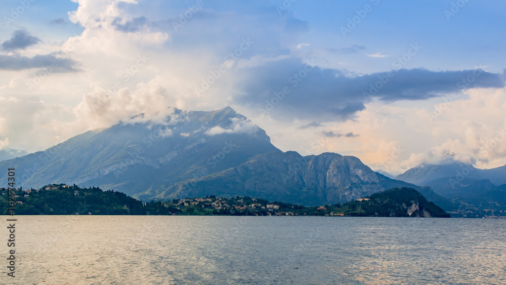 View of Bellagio peninsula, Lago di Como and Alps