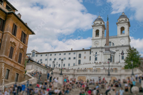 General view of Piazza di Spagna, one of the most famous squares of Rome. It owes its name to the palace of Spain, Embassy of the Iberian is here