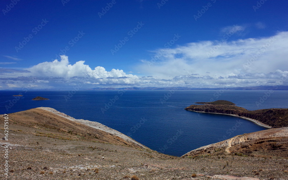 Breath taking view of Lake Titicaca as seen from the Isla del Sol