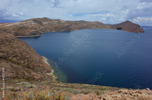 Breath taking view of Lake Titicaca as seen from the Isla del Sol