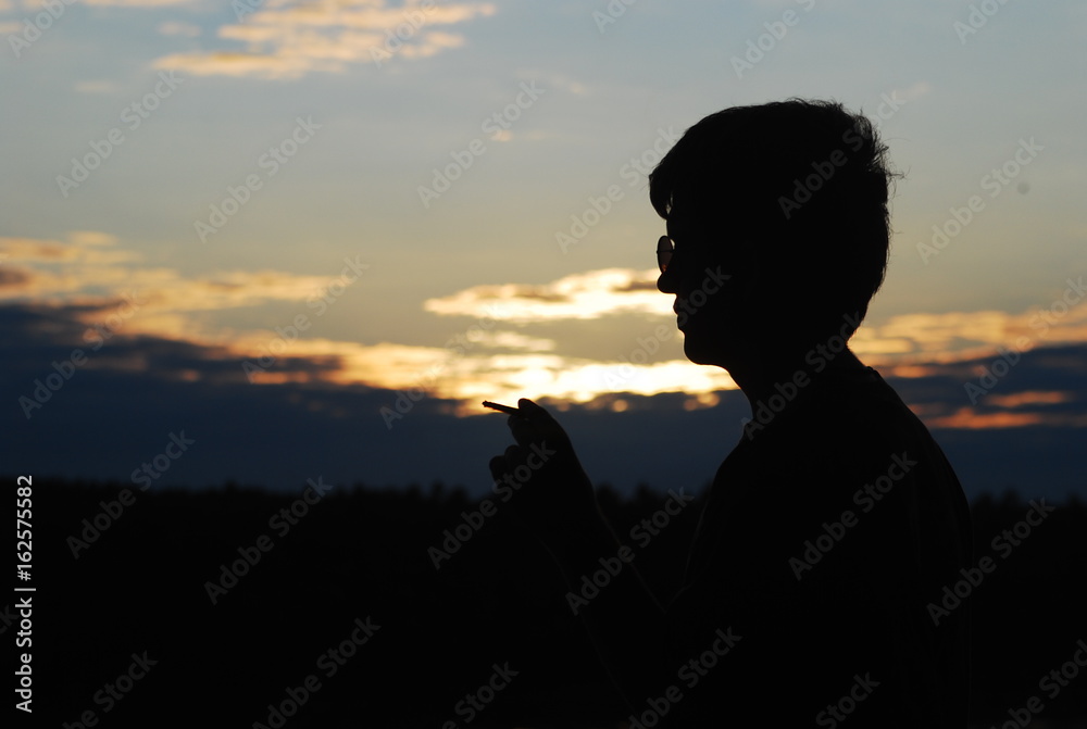 Smoking man silhouette