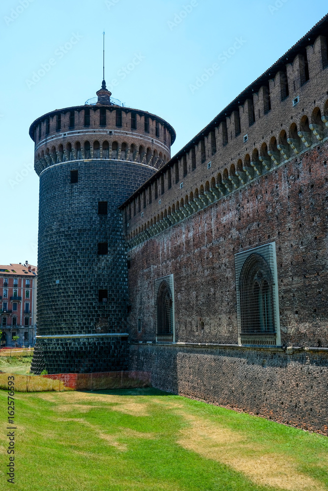 Milan, Italy - June, 19, 2017: veiw of Milan castle in Milan, Italy
