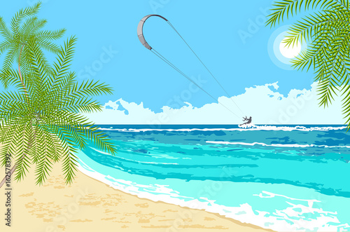 Seaside landscape with  sea kite