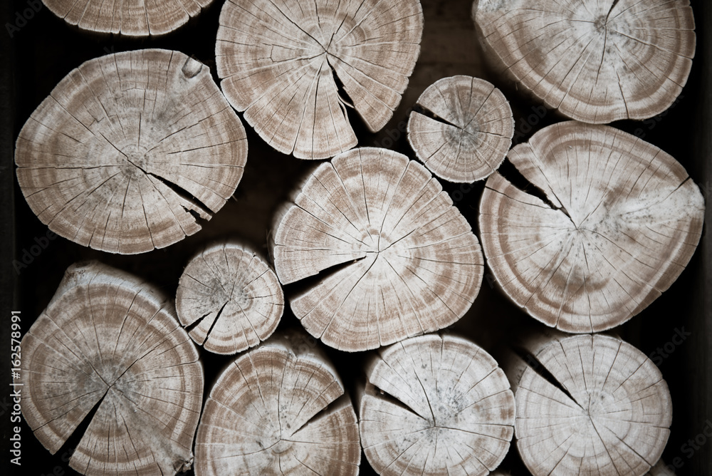 Naklejka premium circle of old wooden texture background.