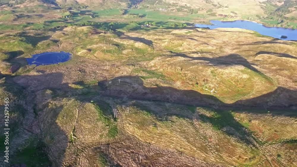 Beautiful aerial of the highland hills close to Oban, Argyll, Scotland