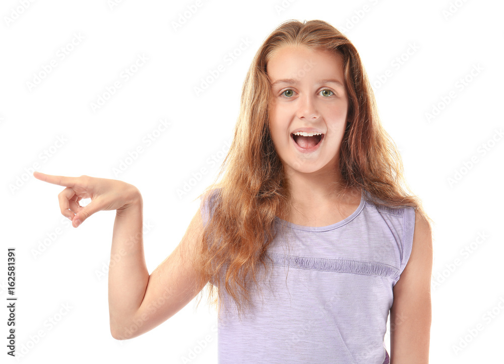Cute teenager girl on white background Cute teenager girl on white background