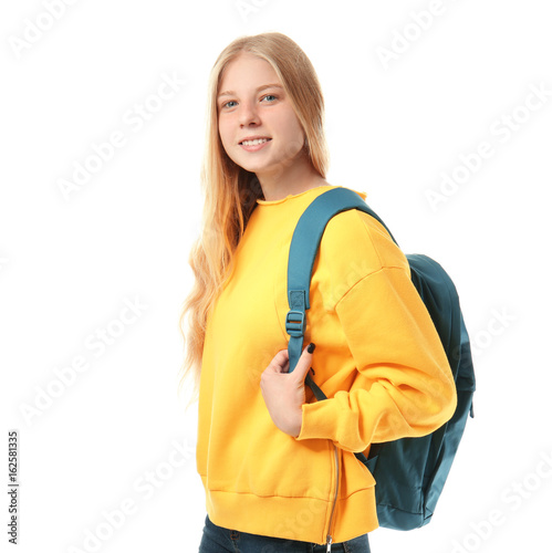 Cute teenager girl with sch...