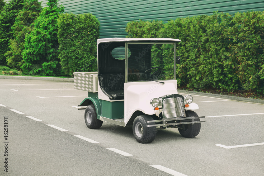 Modern cart on road in golf club